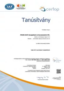 ISO 9001:2015 és 14001:2015 minőségirányítási és környezetközpontú irányítási rendszer