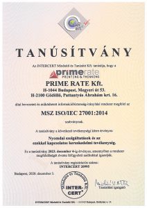 MSZ ISO/IEC 27001:20014 információbiztonsági irányítási rendszer