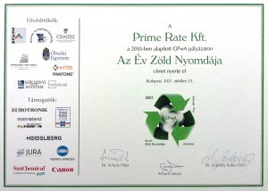 Az Év Zöld Nyomdája - Prime Rate Kft.